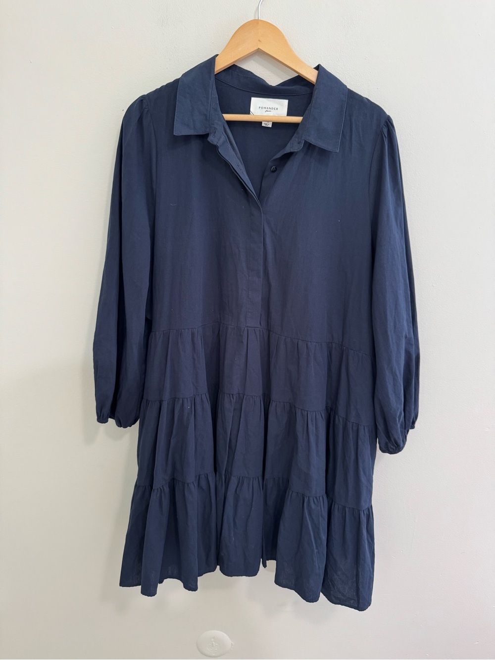 Pomander Place Navy Long Sleeve Tiered Dress